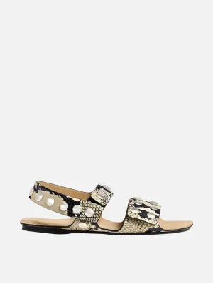 Boden Flat with Silver Studs in Natural Python