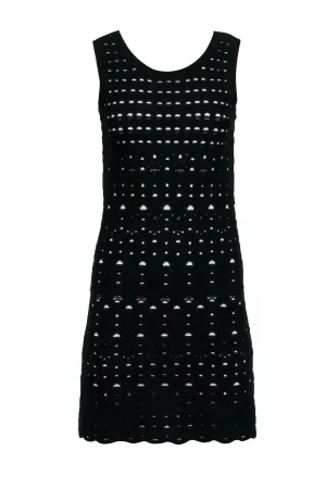 Chanel - Black Knit Overlay Sleeveless Mini A-Line Dress Sz 4
