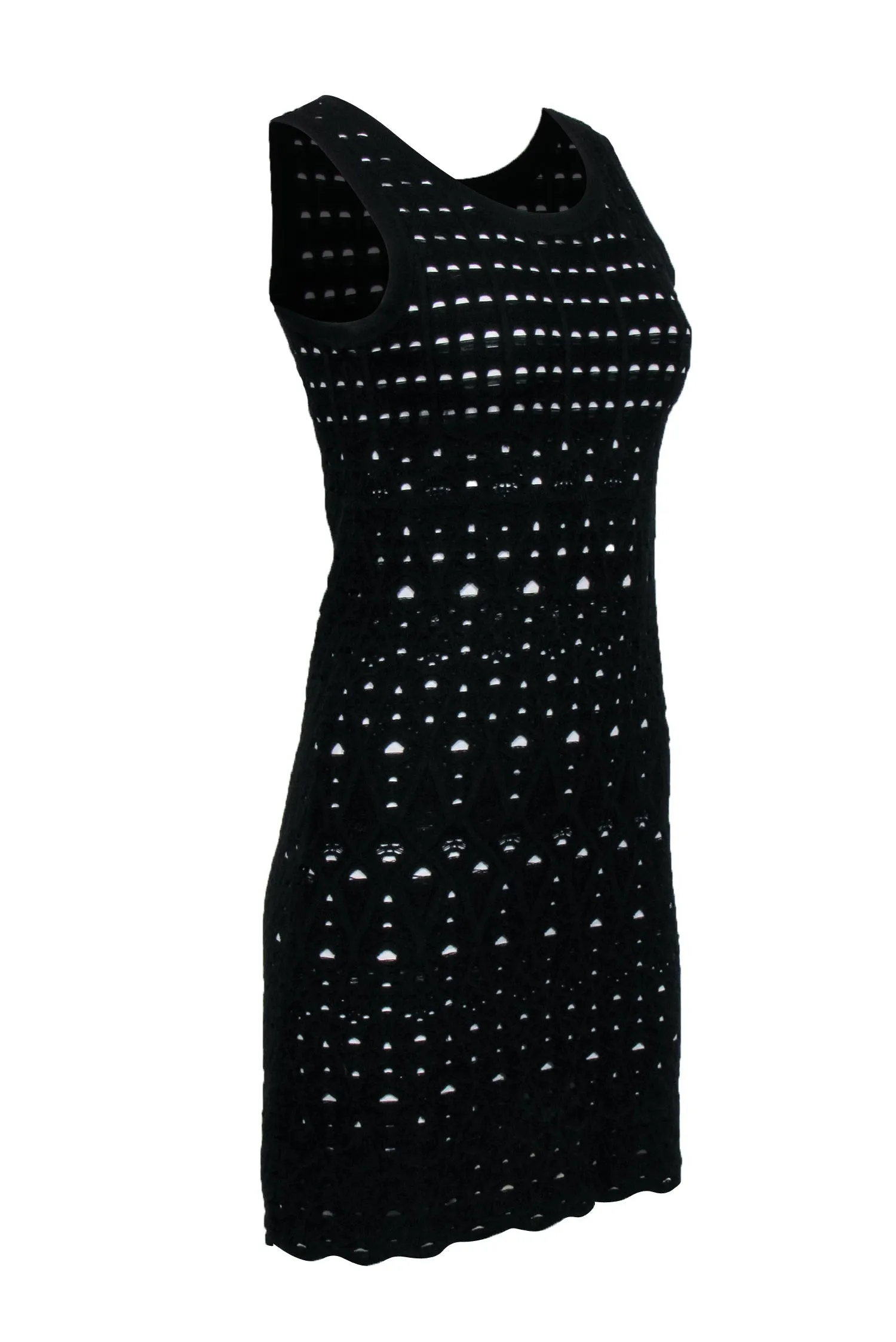 Chanel - Black Knit Overlay Sleeveless Mini A-Line Dress Sz 4