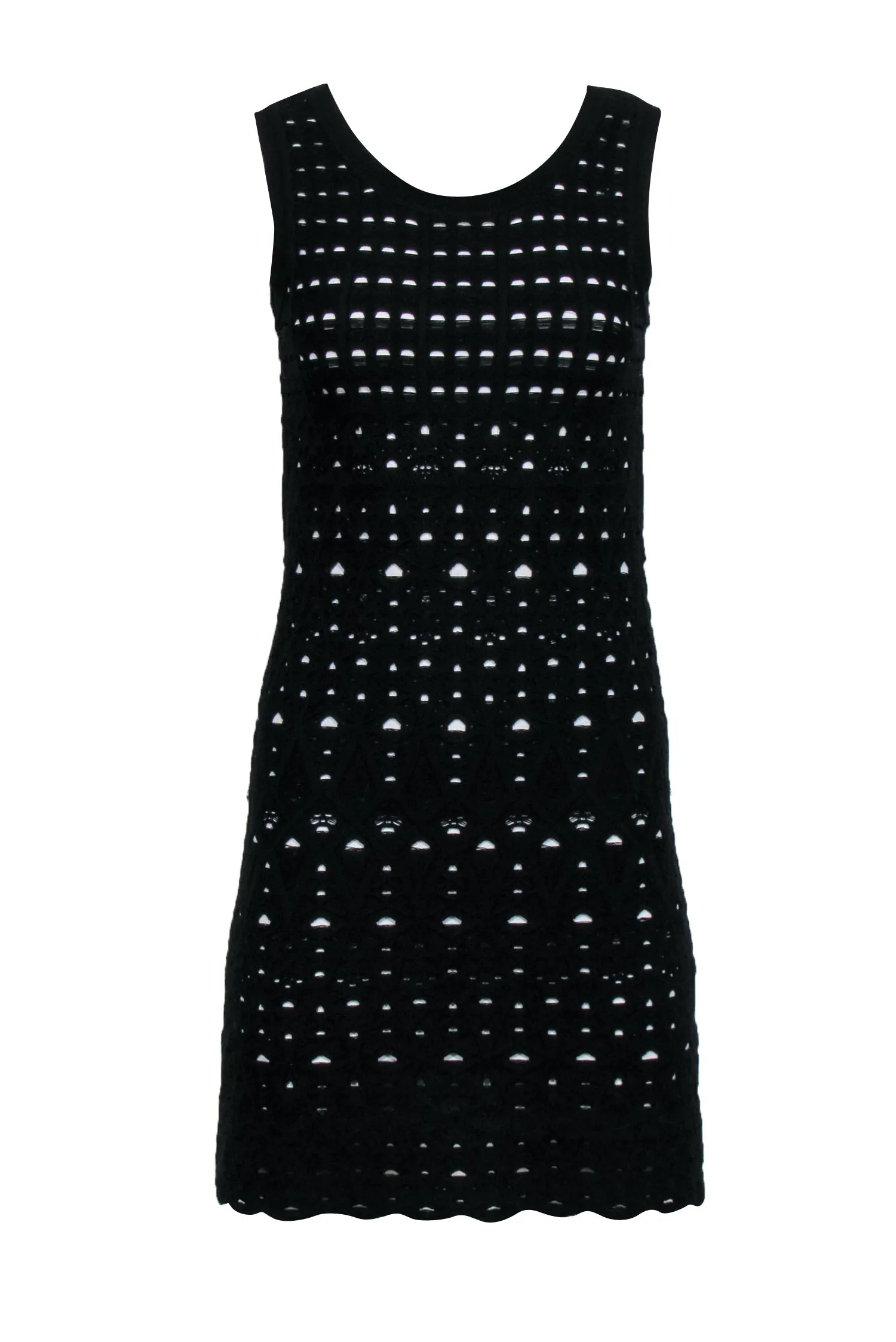 Chanel - Black Knit Overlay Sleeveless Mini A-Line Dress Sz 4