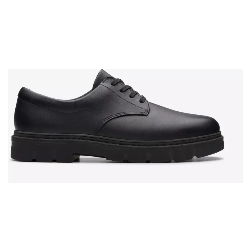 Clarks Boys Shoe Lorcam Loop K Black Leather