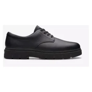 Clarks Boys Shoe Lorcam Loop K Black Leather