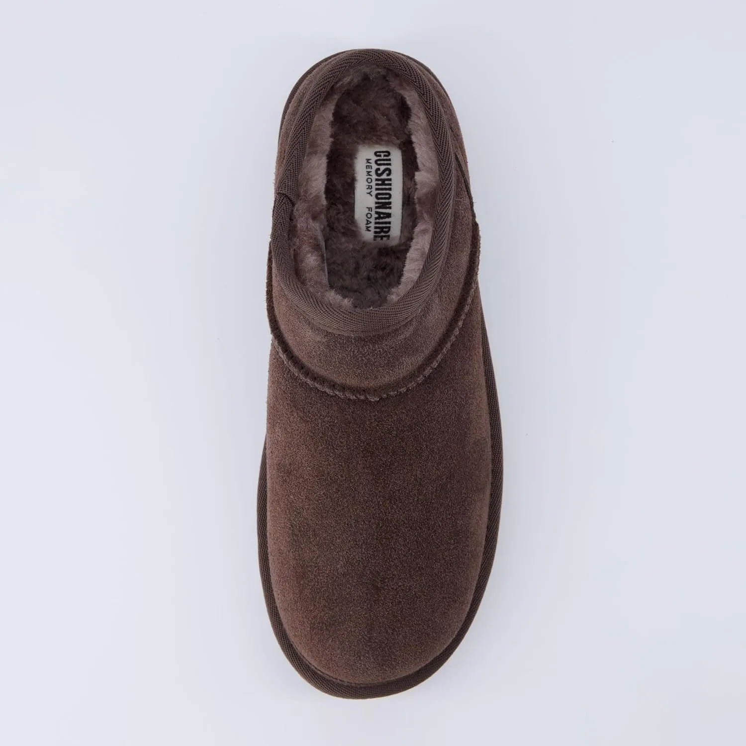 CUSHIONAIRE Women's Hilo 2 Premium Suede Slip-On House Slippers  Clog Slippers for Women, Memory Foam, Faux Shearling, Wide Widths Available