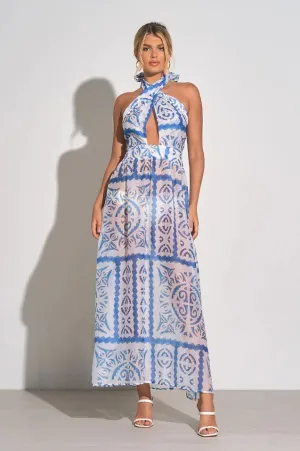 Elan Halter Maxi Dress; Blue
