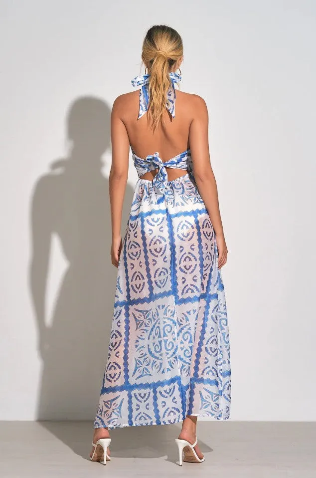 Elan Halter Maxi Dress; Blue