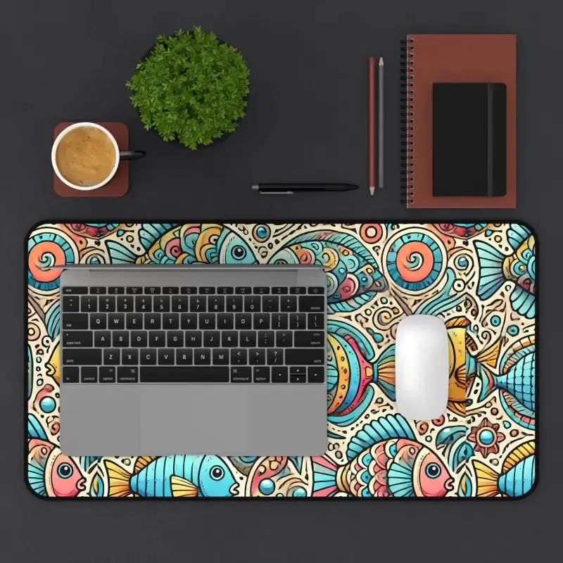 Elegant Colorful Fishes Desk Mat