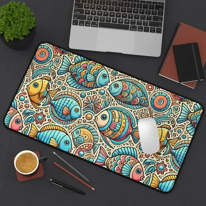 Elegant Colorful Fishes Desk Mat