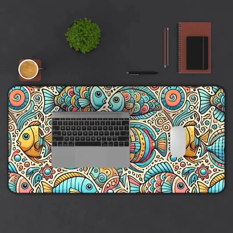 Elegant Colorful Fishes Desk Mat