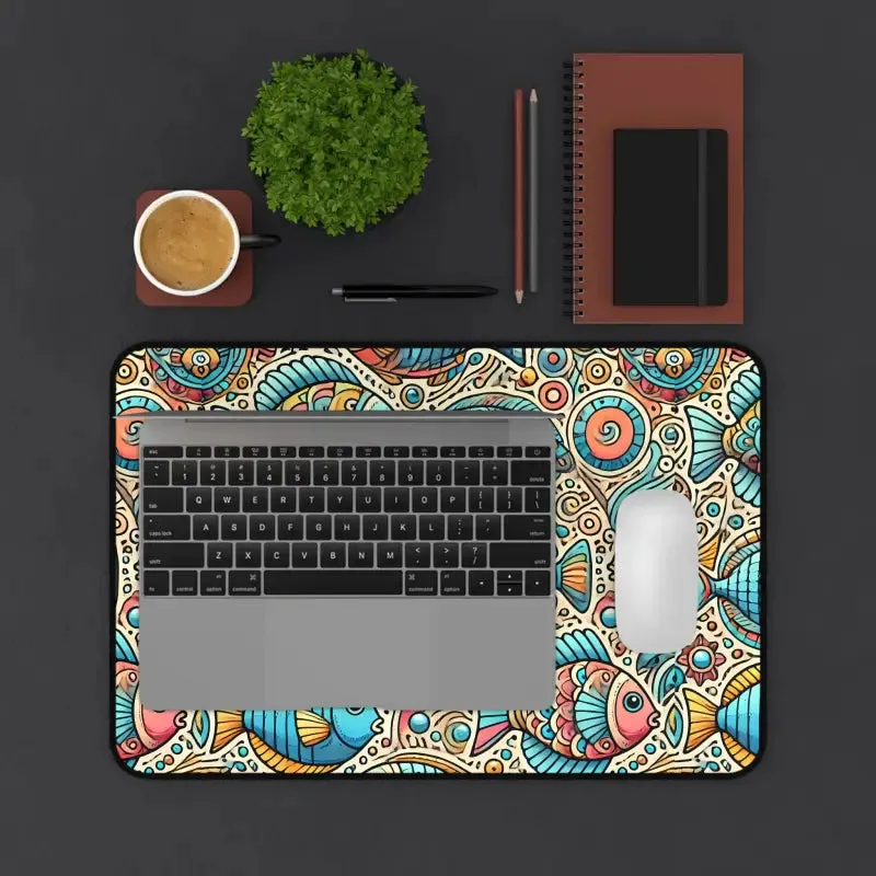 Elegant Colorful Fishes Desk Mat