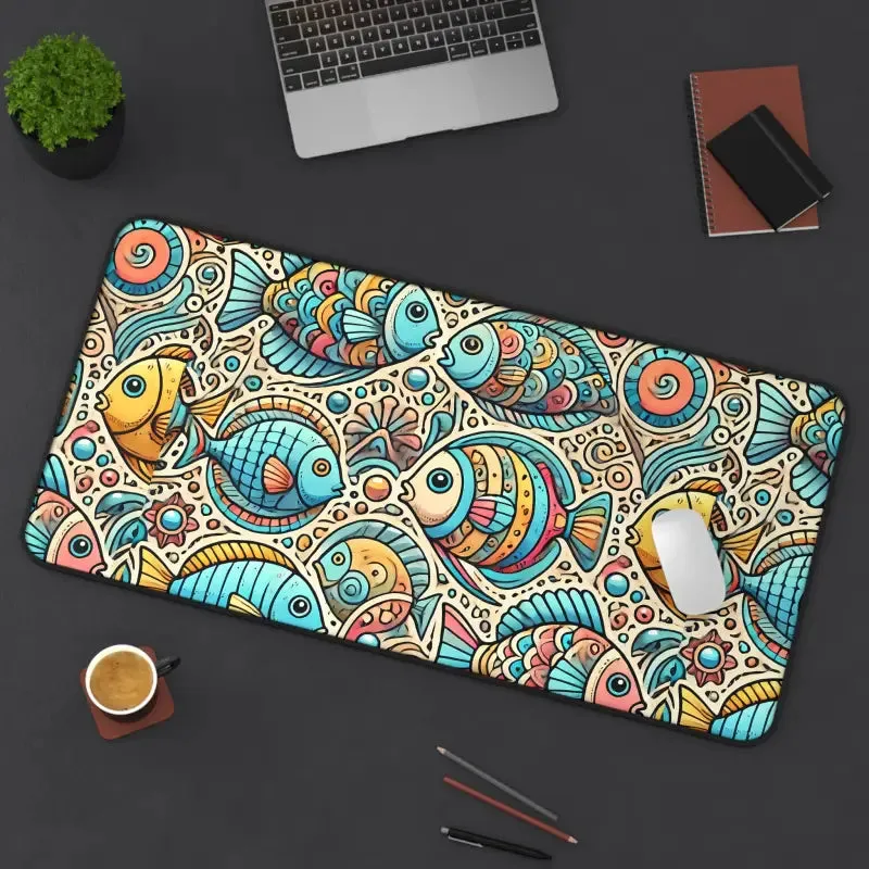 Elegant Colorful Fishes Desk Mat