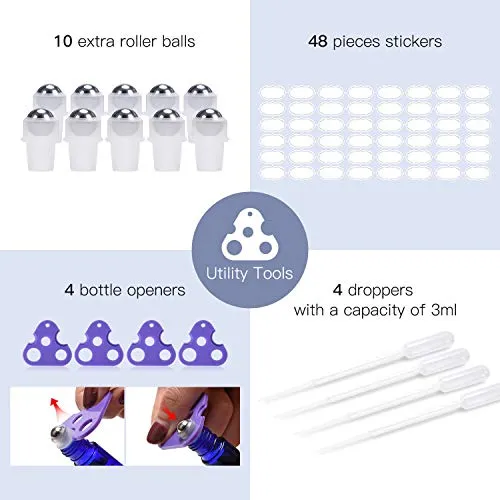 Essential Oil Roller Bottles 48 Pack 10ml
