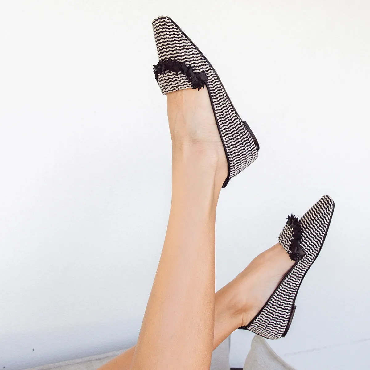 Flat Straw Mesh Ballet Flats