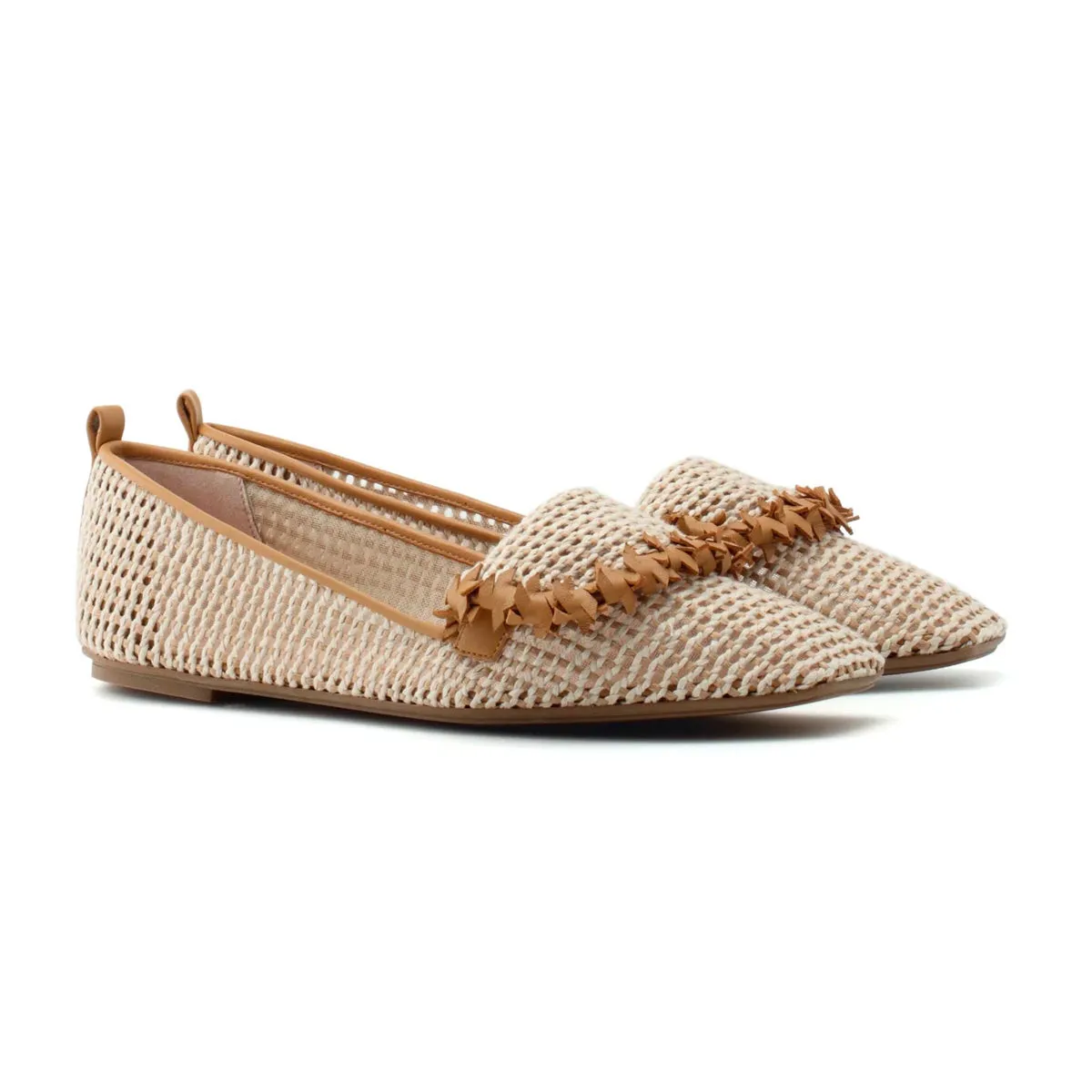 Flat Straw Mesh Ballet Flats