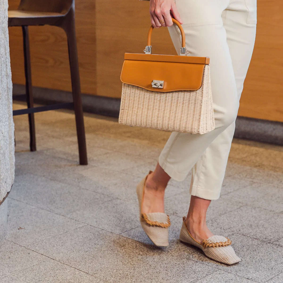 Flat Straw Mesh Ballet Flats