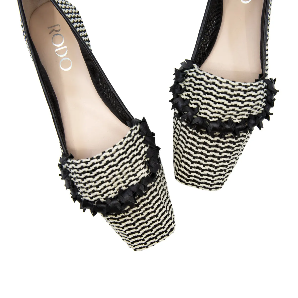Flat Straw Mesh Ballet Flats