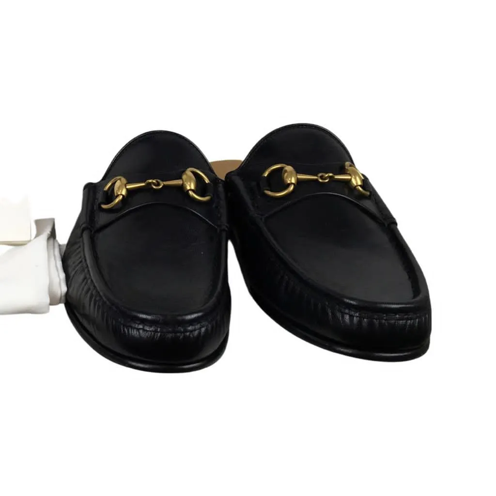 Gucci Men’s Kings Leather Slipper Slides With Buckle