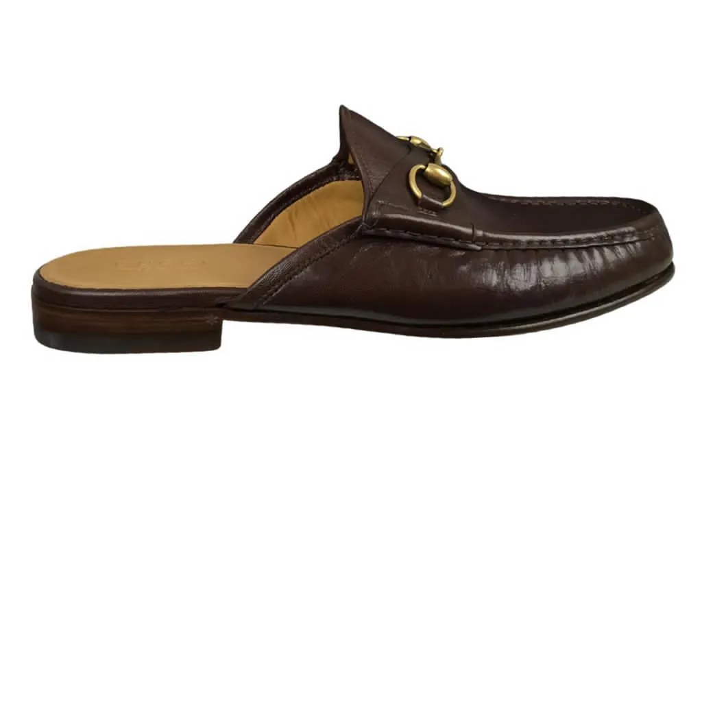 Gucci Men’s Kings Leather Slipper Slides With Buckle