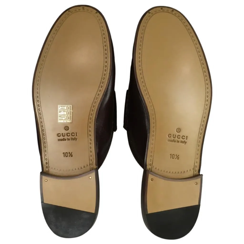 Gucci Men’s Kings Leather Slipper Slides With Buckle