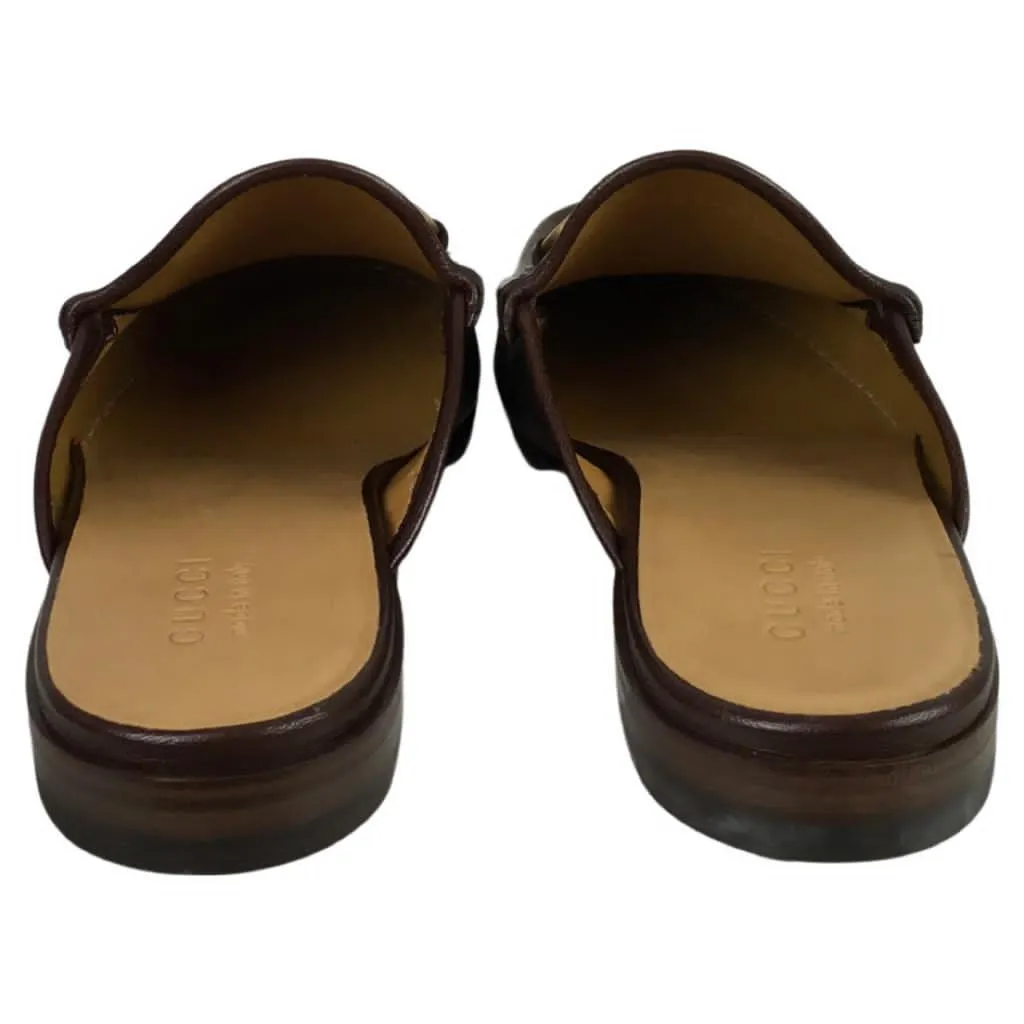 Gucci Men’s Kings Leather Slipper Slides With Buckle