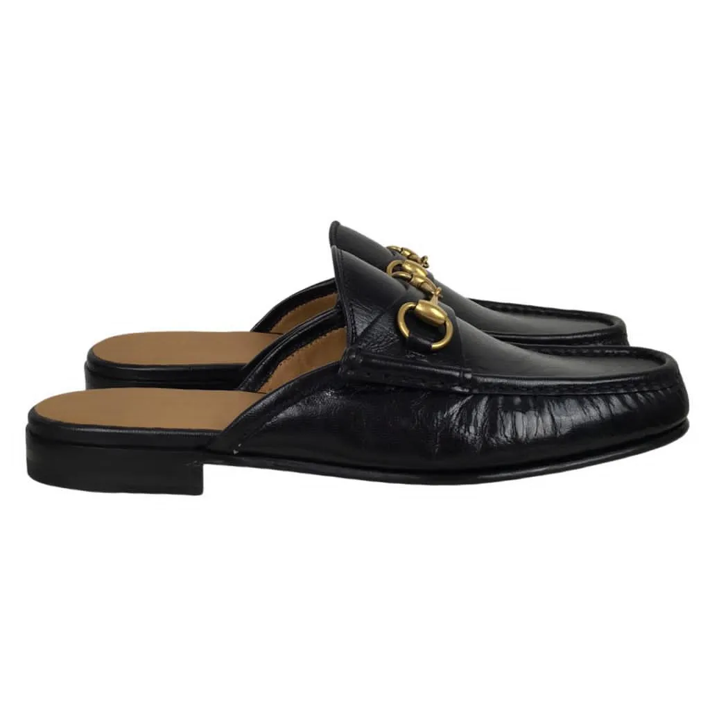 Gucci Men’s Kings Leather Slipper Slides With Buckle