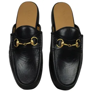 Gucci Men’s Kings Leather Slipper Slides With Buckle