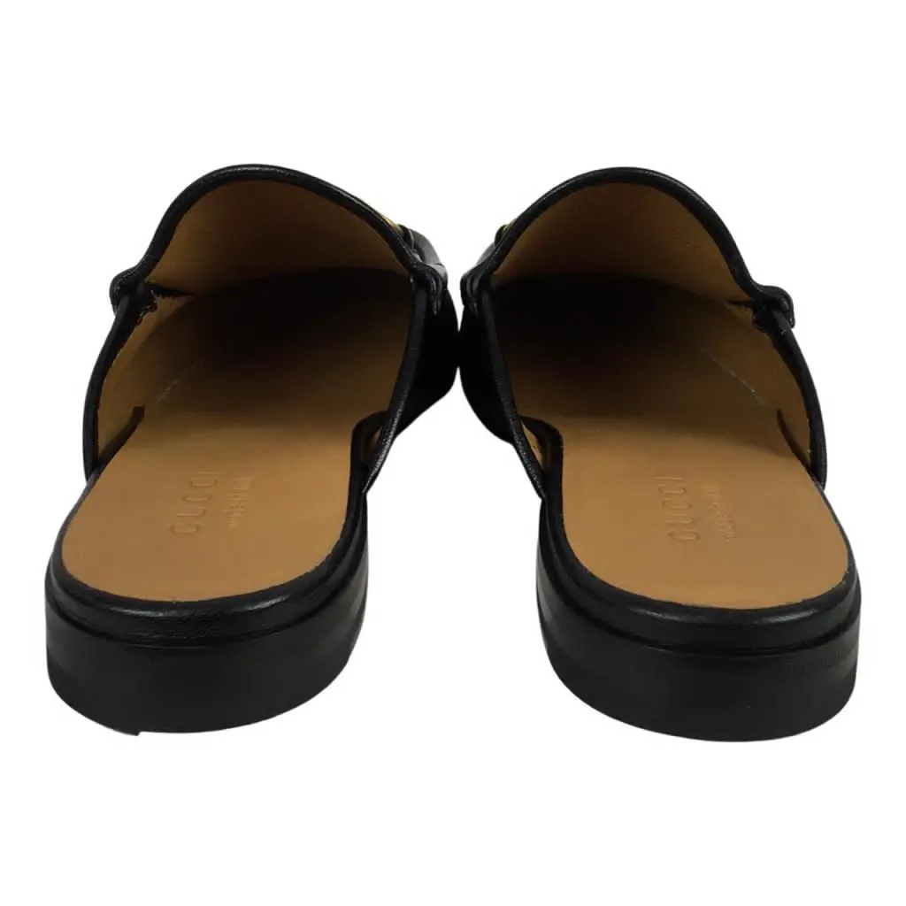 Gucci Men’s Kings Leather Slipper Slides With Buckle