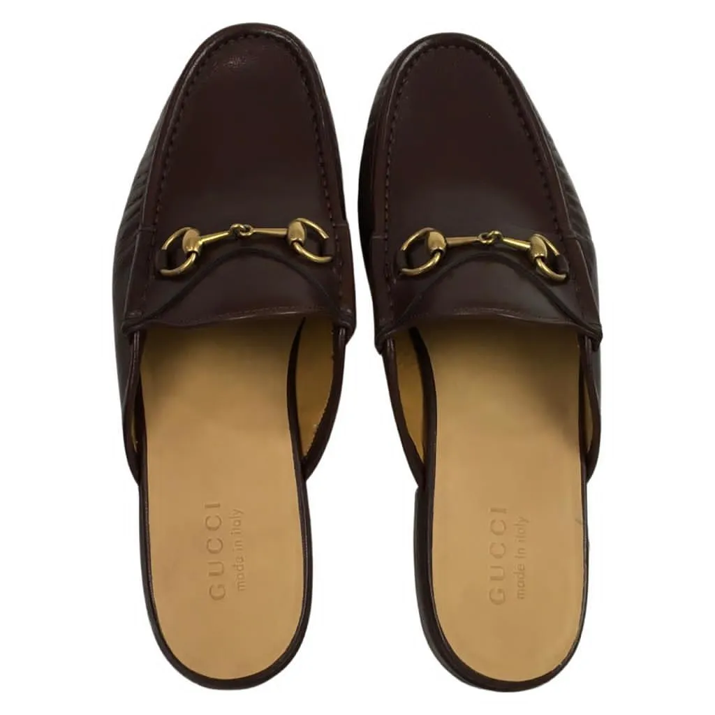 Gucci Men’s Kings Leather Slipper Slides With Buckle