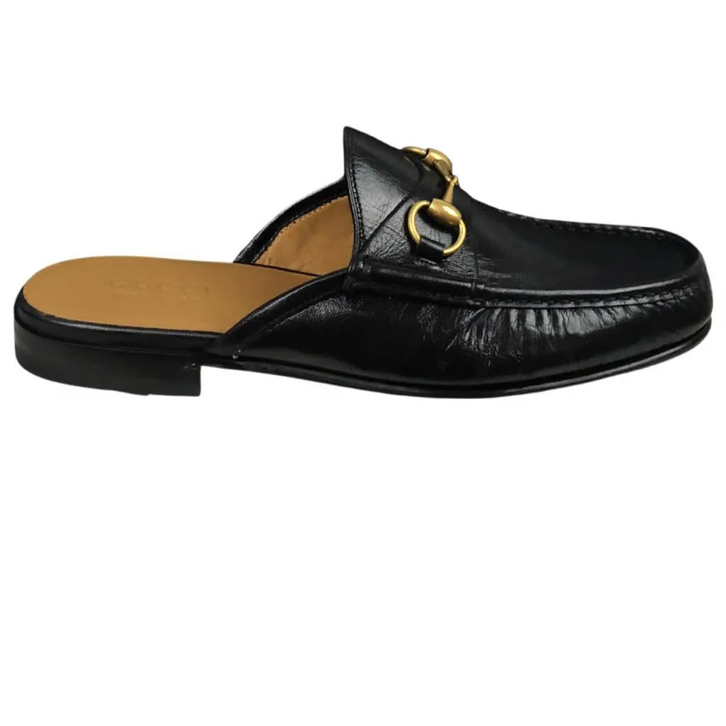 Gucci Men’s Kings Leather Slipper Slides With Buckle