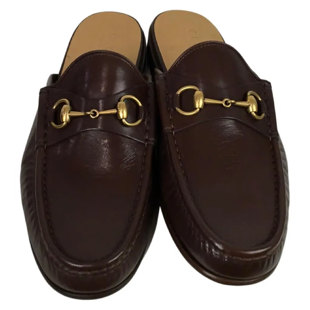 Gucci Men’s Kings Leather Slipper Slides With Buckle