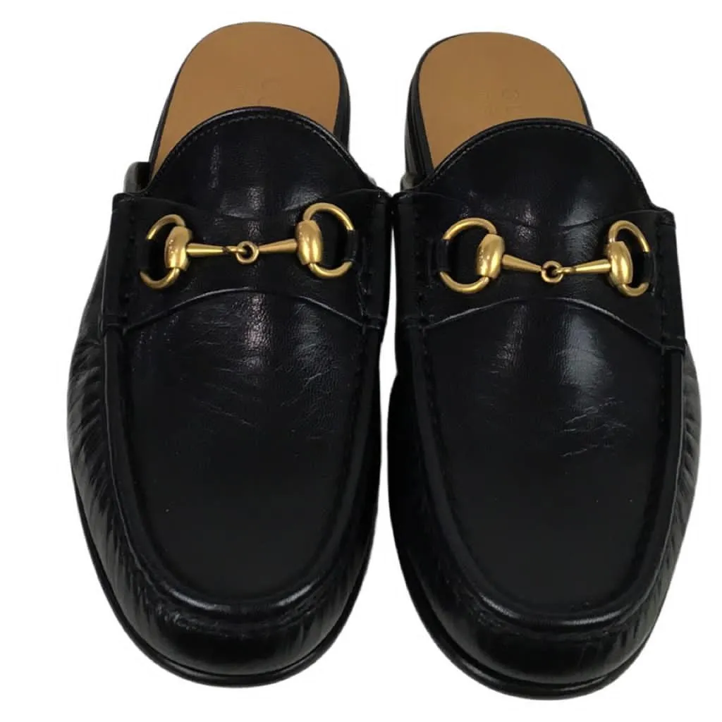 Gucci Men’s Kings Leather Slipper Slides With Buckle