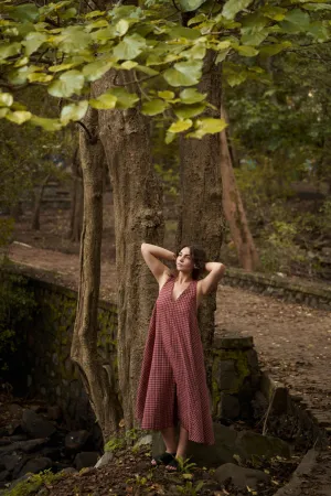 Halter neck gingham dress - Red checks