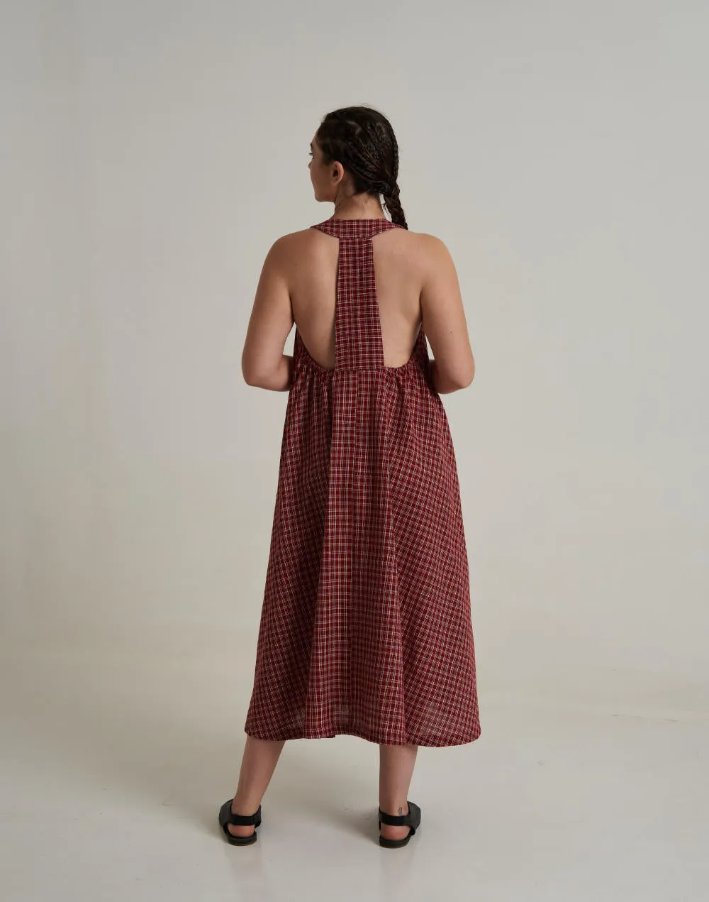 Halter neck gingham dress - Red checks