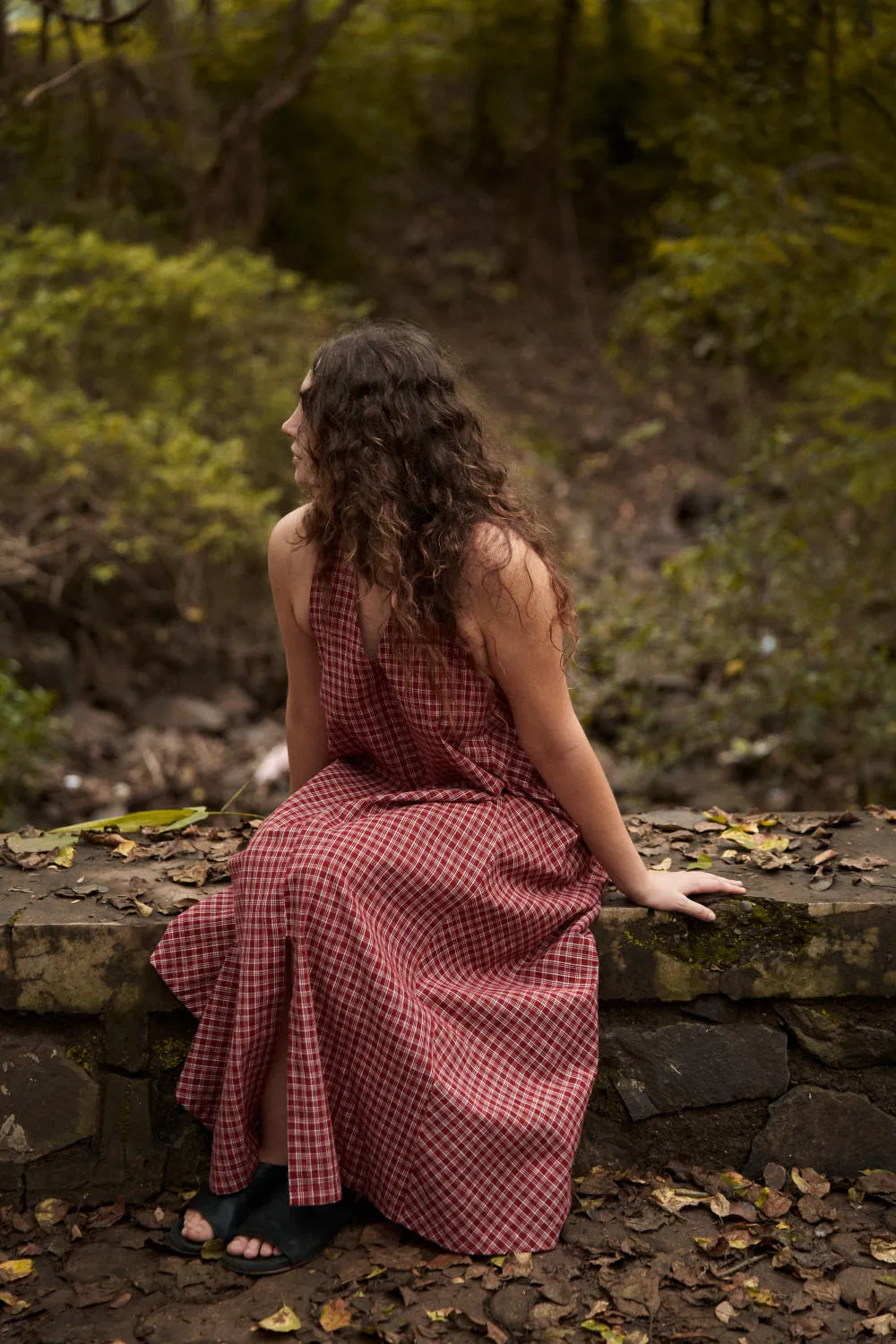 Halter neck gingham dress - Red checks