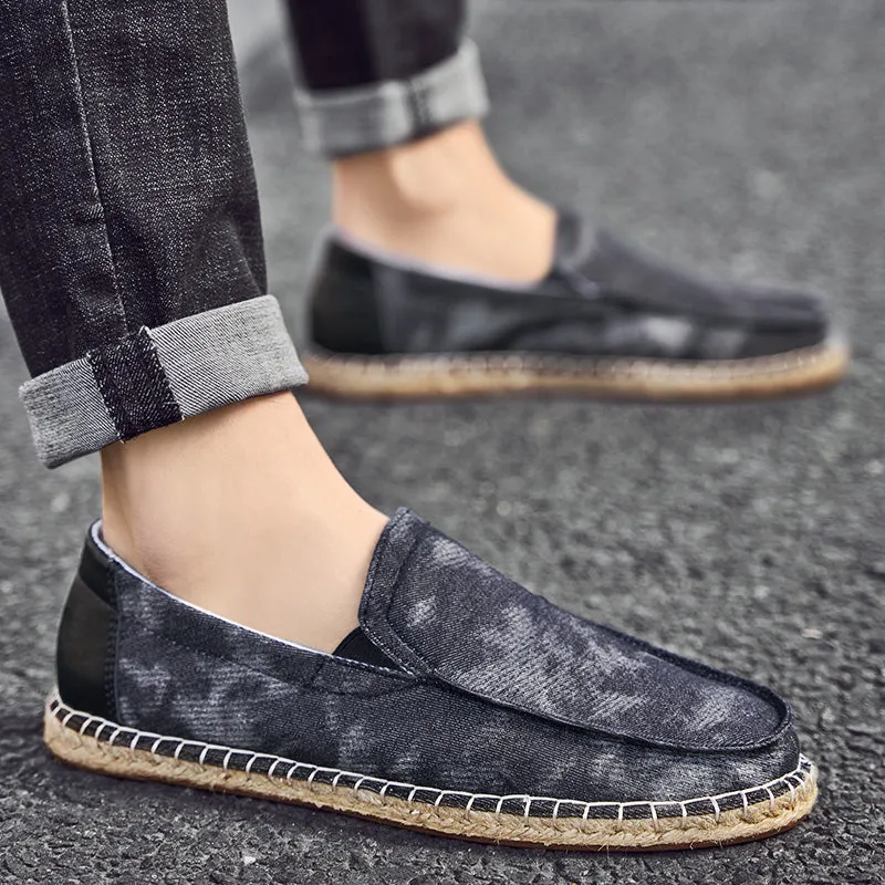Jinquedai Mens Espadrilles Summer Fashion Breathable Flats Men Slip on Shoes Men Loafers  Men Canvas Shoes Fisherman Driving Footwear