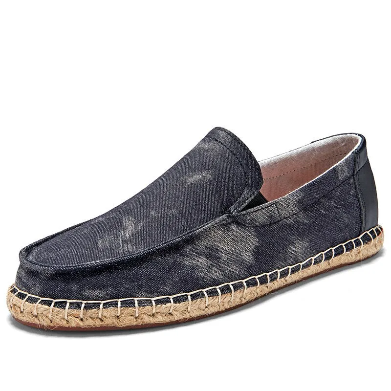 Jinquedai Mens Espadrilles Summer Fashion Breathable Flats Men Slip on Shoes Men Loafers  Men Canvas Shoes Fisherman Driving Footwear
