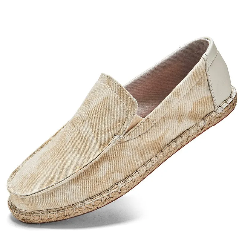Jinquedai Mens Espadrilles Summer Fashion Breathable Flats Men Slip on Shoes Men Loafers  Men Canvas Shoes Fisherman Driving Footwear