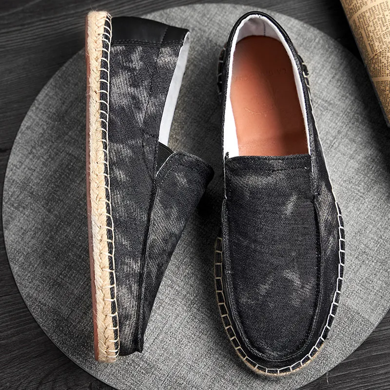 Jinquedai Mens Espadrilles Summer Fashion Breathable Flats Men Slip on Shoes Men Loafers  Men Canvas Shoes Fisherman Driving Footwear