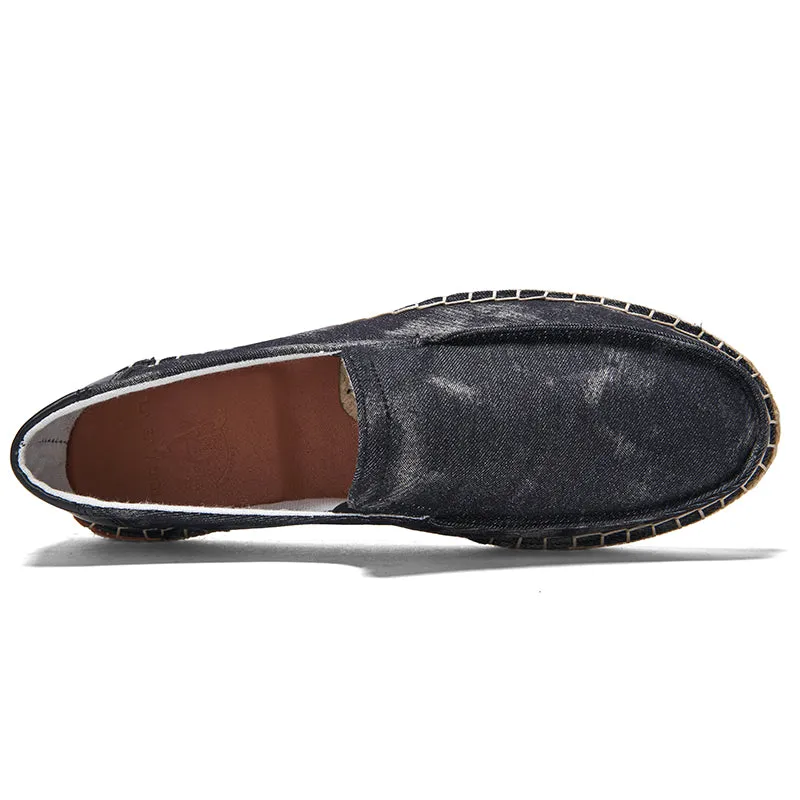 Jinquedai Mens Espadrilles Summer Fashion Breathable Flats Men Slip on Shoes Men Loafers  Men Canvas Shoes Fisherman Driving Footwear