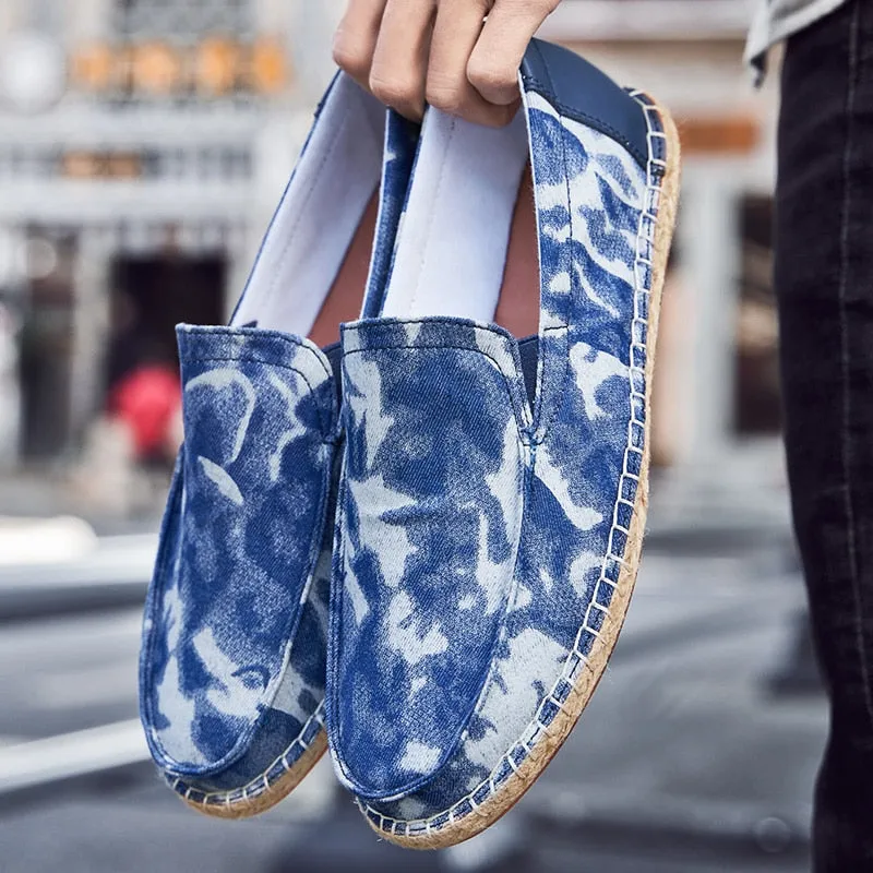 Jinquedai Mens Espadrilles Summer Fashion Breathable Flats Men Slip on Shoes Men Loafers  Men Canvas Shoes Fisherman Driving Footwear