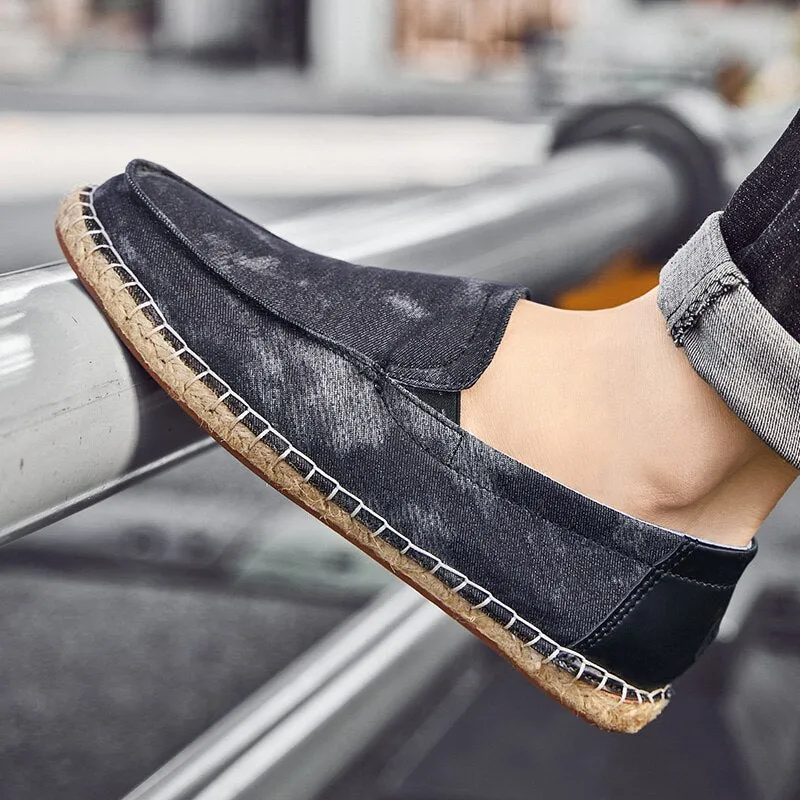 Jinquedai Mens Espadrilles Summer Fashion Breathable Flats Men Slip on Shoes Men Loafers  Men Canvas Shoes Fisherman Driving Footwear