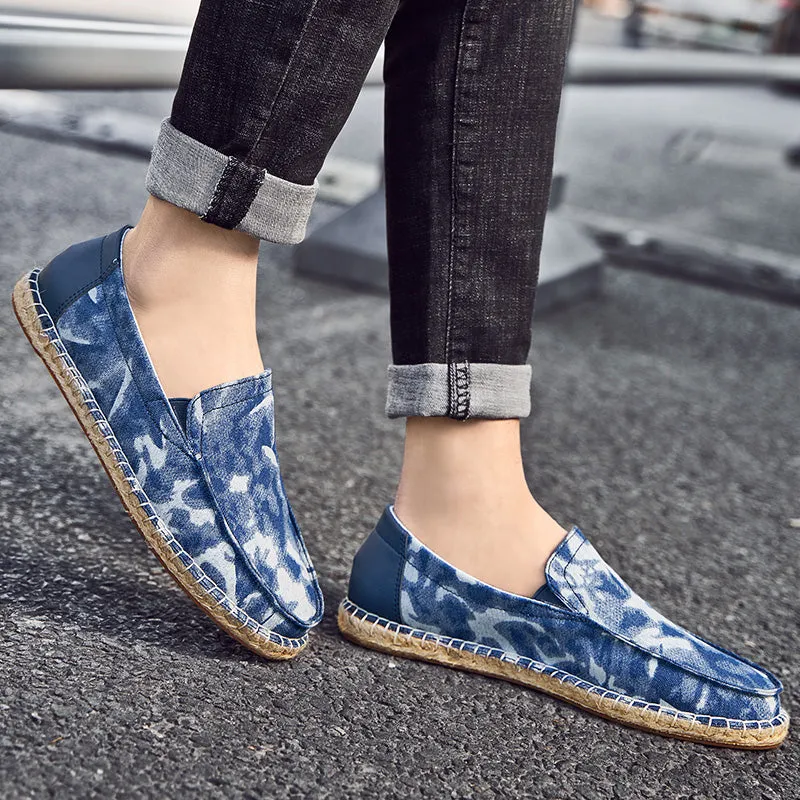 Jinquedai Mens Espadrilles Summer Fashion Breathable Flats Men Slip on Shoes Men Loafers  Men Canvas Shoes Fisherman Driving Footwear