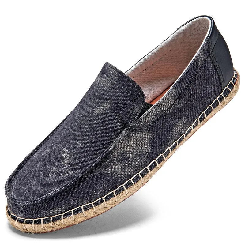 Jinquedai Mens Espadrilles Summer Fashion Breathable Flats Men Slip on Shoes Men Loafers  Men Canvas Shoes Fisherman Driving Footwear