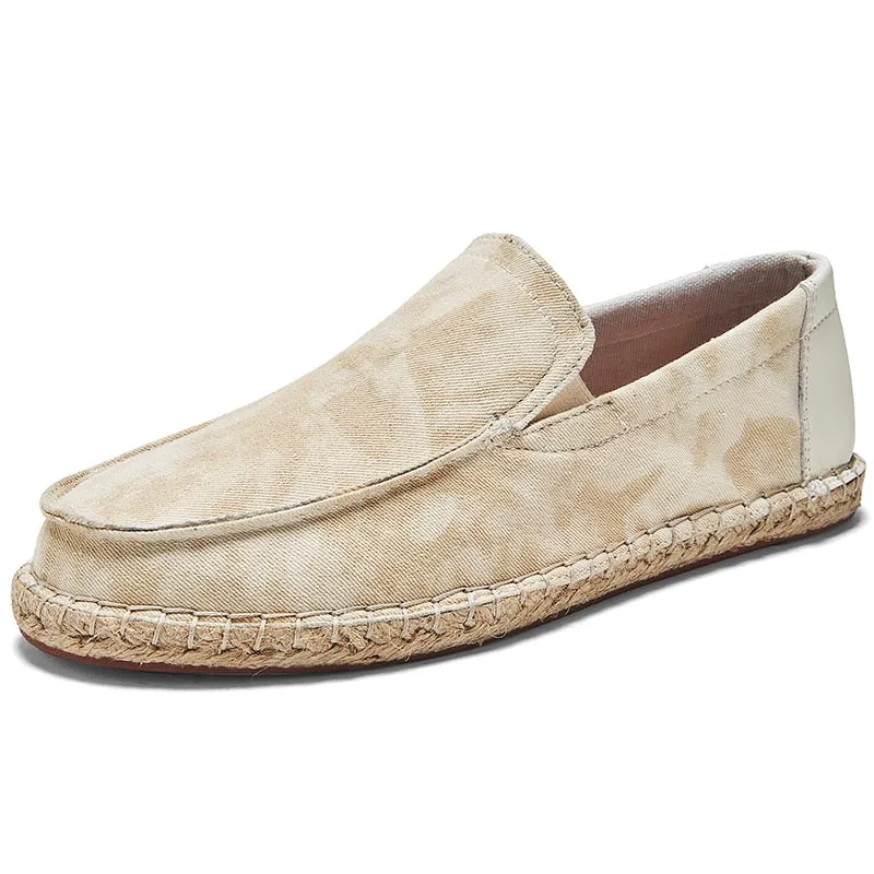 Jinquedai Mens Espadrilles Summer Fashion Breathable Flats Men Slip on Shoes Men Loafers  Men Canvas Shoes Fisherman Driving Footwear