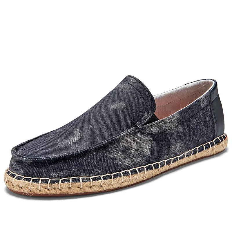 Jinquedai Mens Espadrilles Summer Fashion Breathable Flats Men Slip on Shoes Men Loafers  Men Canvas Shoes Fisherman Driving Footwear