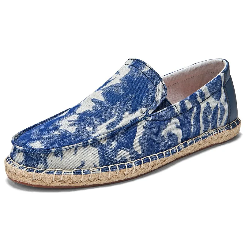 Jinquedai Mens Espadrilles Summer Fashion Breathable Flats Men Slip on Shoes Men Loafers  Men Canvas Shoes Fisherman Driving Footwear