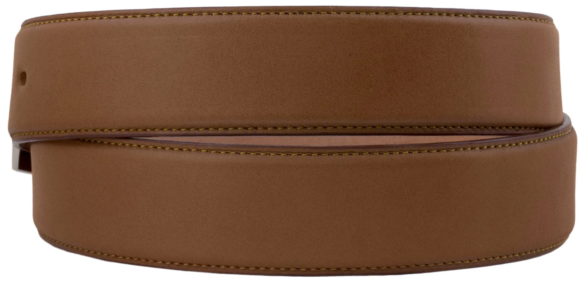 Light Brown Western Cowboy Leather Belt Classic Dress - Silver Buckle