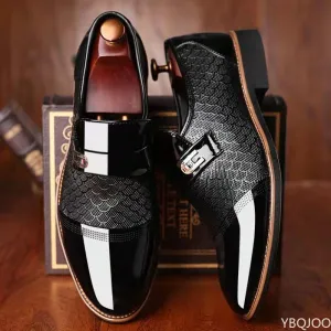 Men Leather Embossing Classic Dress Shoes