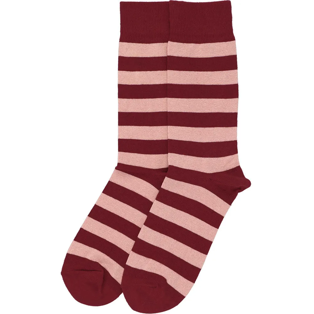 Men's Blush Pink and Burgundy Striped Socks