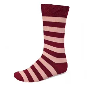 Men's Blush Pink and Burgundy Striped Socks