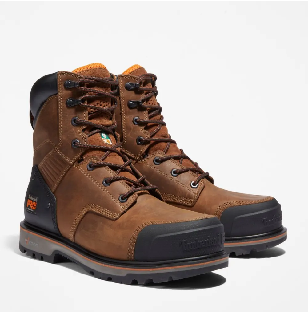 Men's TIMBERLAND PRO®  TB0A29MU 8" Brown Ballast Lace-up Composite Toe Boot (CN Railroad Approved) CLOSEOUT